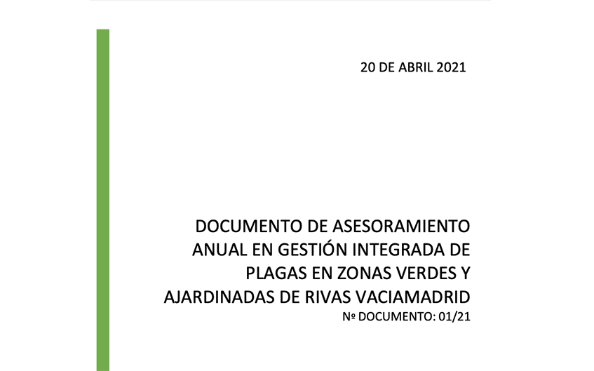 Documento de asesoramiento anual en gestión integrada de plagas en zonas verdes y ajardinadas de Rivas Vaciamadrid