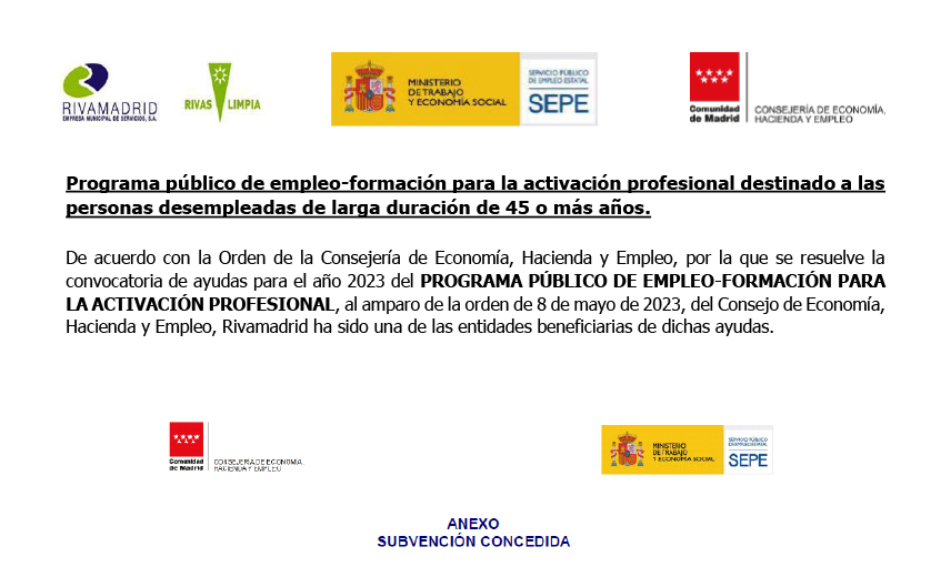 Subvención II - Programa público de empleo-formación para la activación profesional 